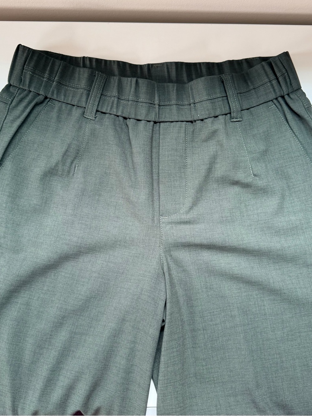 Wit & Wisdom Green/Gray Elastic-Waist Trousers